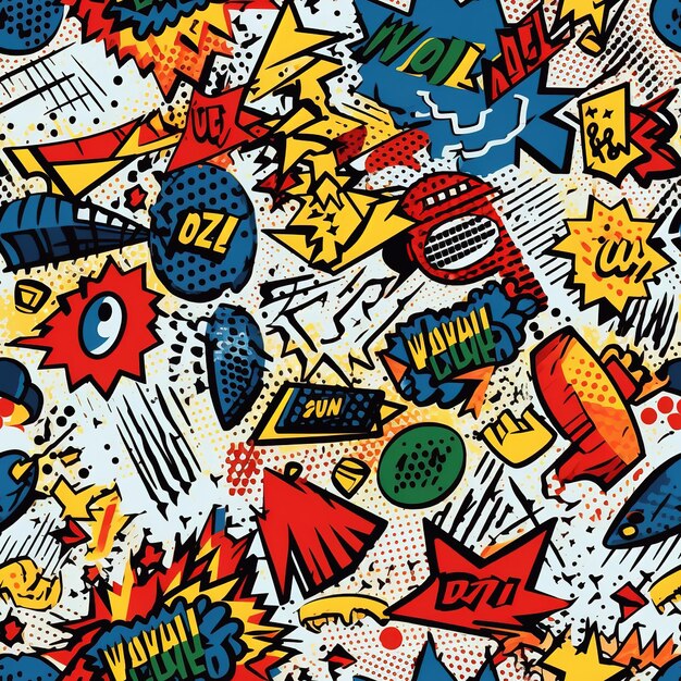 Photo pop art comic book art background pattern