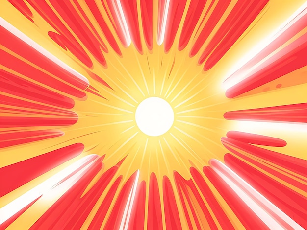 pop art comic zoom achtergrond met sunburst vector op geel en rood