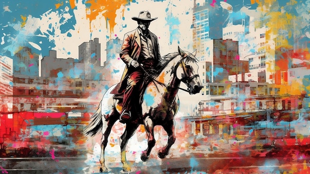 A pop art of a cowboy