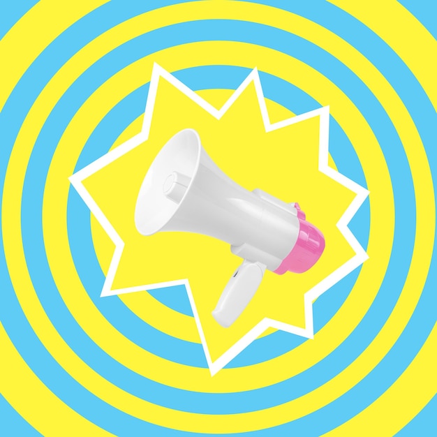 Pop art design with megaphone Minimal advertising concept