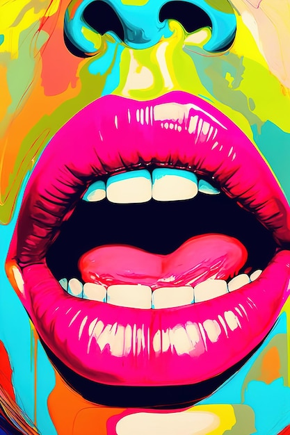 Pop art girl mouth illustration