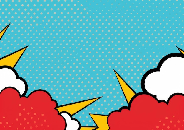 Pop art halftone background comic starburst pattern blue banner with star speech bubble