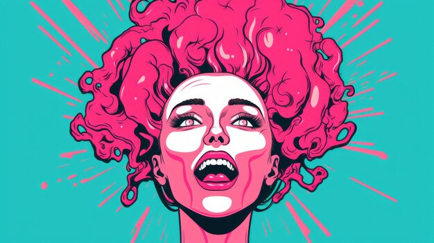 Photo pop art illustration euphoric brainwash cleansing in vibrant colors