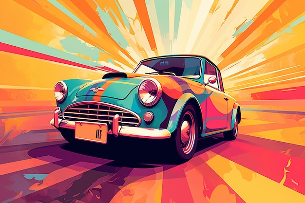 Pop art image of a vintage car