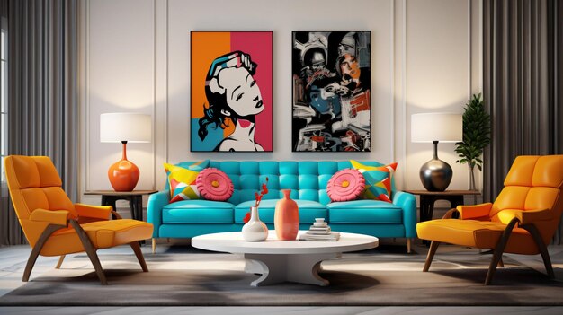 Pop Art Interior Design of Modern Living Room
