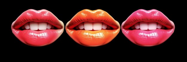 Photo pop art lips bright colors generative ai