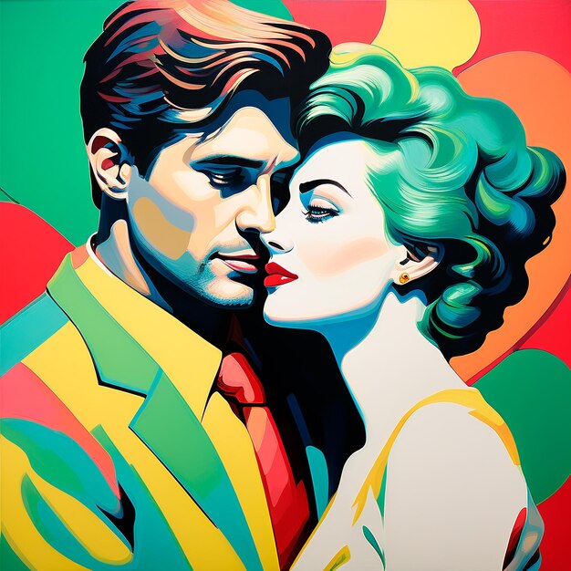 Pop art man and woman