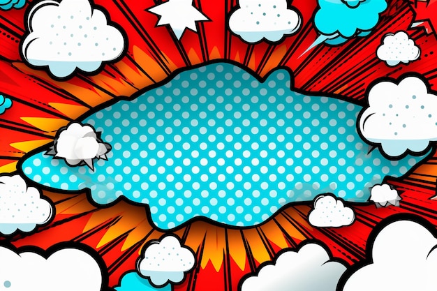 Photo pop art panel comic background with cloud