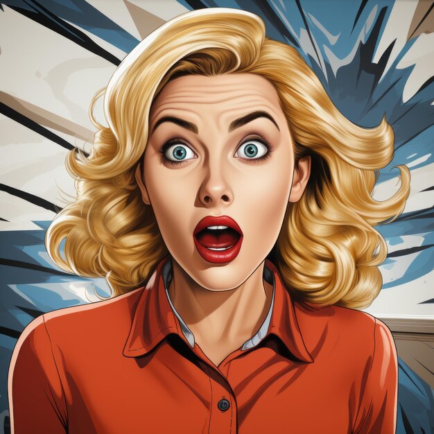 Photo pop art retro woman surprised and angry aleksi briclot style