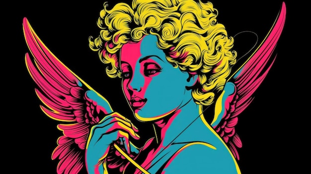 Pop Art Shapeshifter Cupid On Black Background