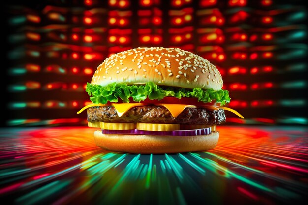 Foto un hamburger in stile pop art.