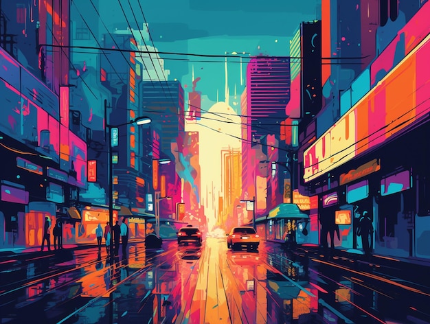 Pop art style image of a cityscape