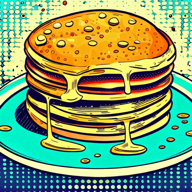 Photo pop art style of pancakes