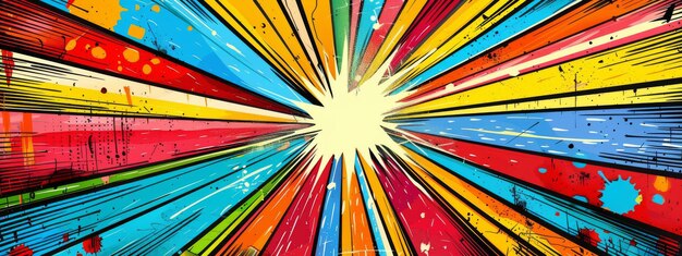 Photo pop art style starburst with a blue and yellow star background and texture