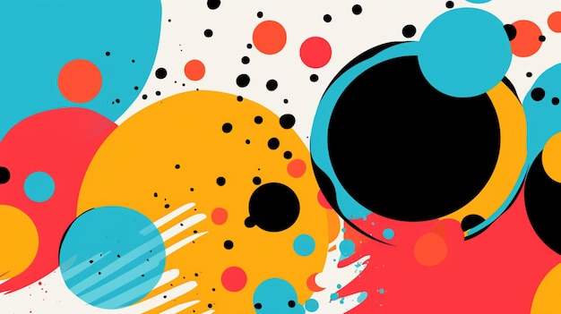 Photo a pop art style with colorful bubbles and geometric shapes backgroundpop art illustration wallpaper