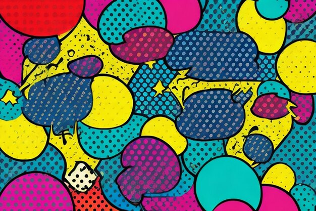 A pop art style with comic bubbles dots Comic art illustration background