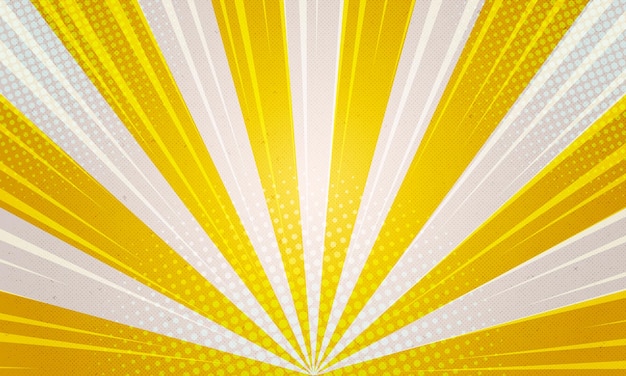 Photo pop art yellow sun burst comic zoom colorful halftone vintage backdrop for comic superhero text