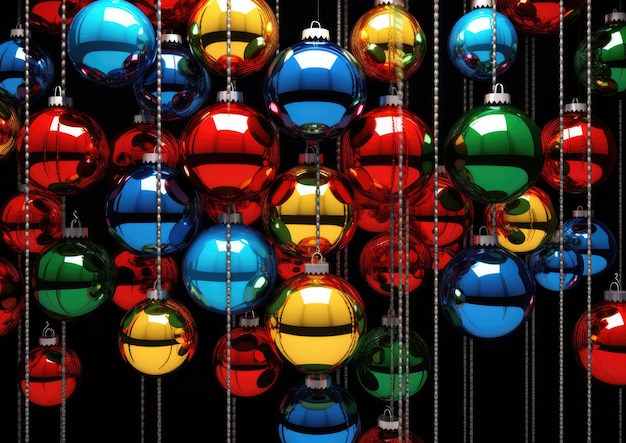 Foto un'immagine ispirata alla pop art con un collage di addobbi natalizi in vivaci colori primari