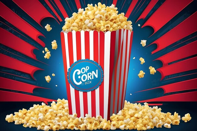 Photo pop corn box adsillustration vector