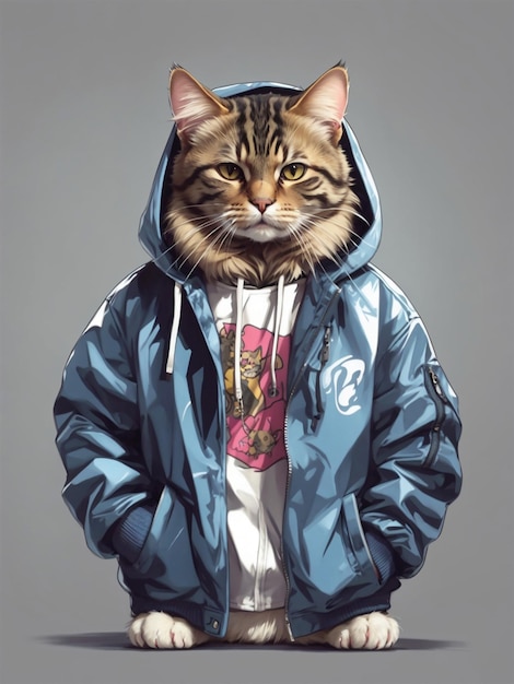 pop illustration of cat with jacket