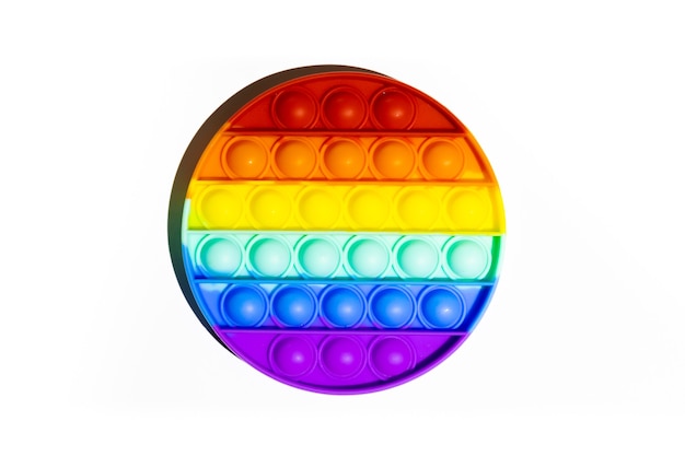 Foto pop it antistress fidget speelgoed kleurrijke regenboog spel geïsoleerde witte achtergrond