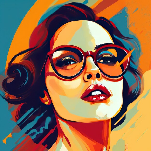 Pop poster the beautiful woman and the glasses