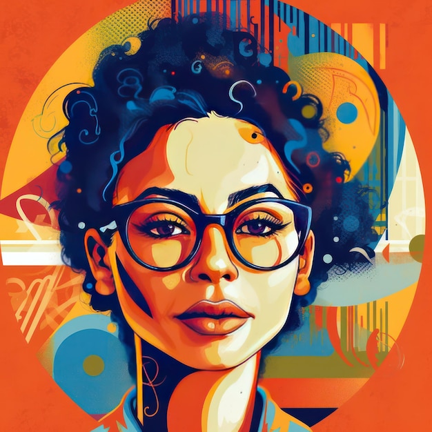 Pop poster the beautiful woman and the glasses