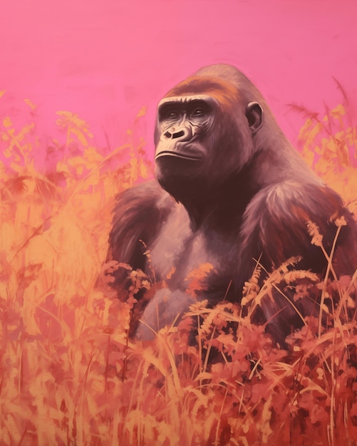 Photo a popart illustration of a gorilla