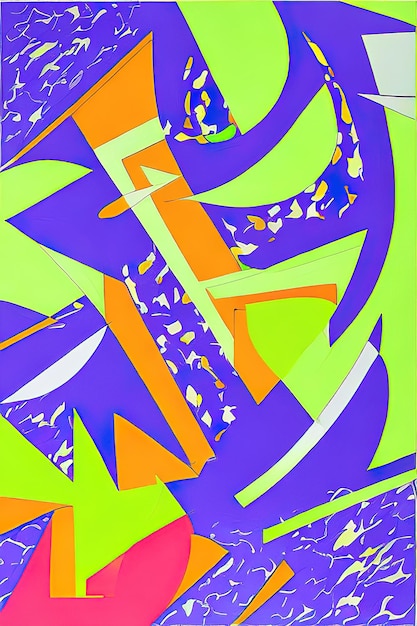 Popart stijl abstract marmeren modern schilderij tableau roze violet oranje Ai gegenereerd