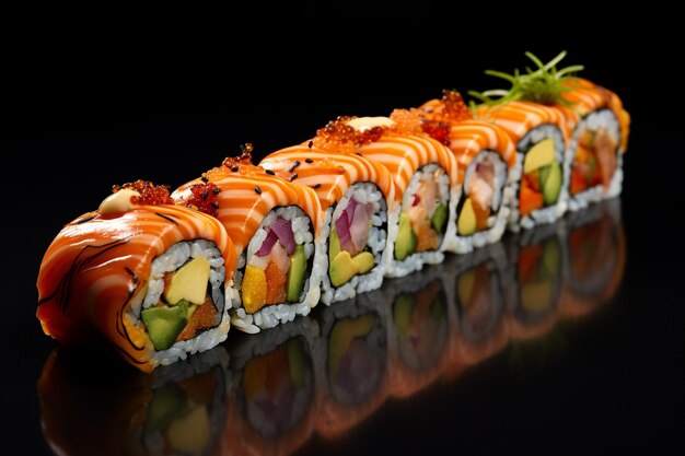 An PopArt Sushi Colorful Depiction of Sushi Roll