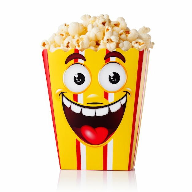 Popcorn bag with a smiling face single cartoon style AI generated