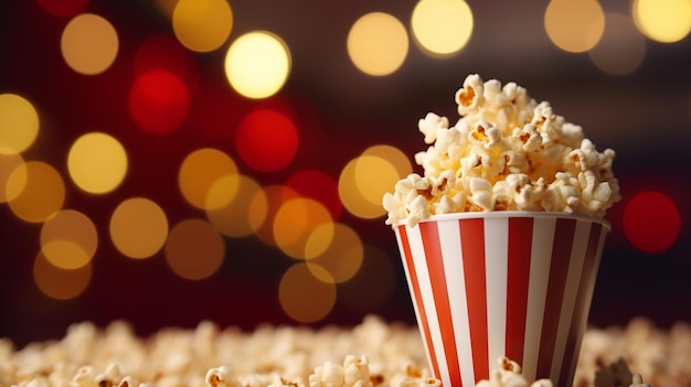 popcorn in a bowl cinema bokeh background