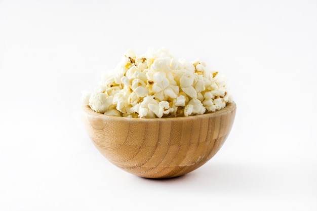 Popcorn in bowl isolated