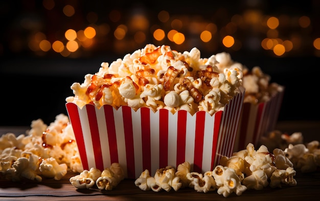 Popcorn in a box cinema movie concept