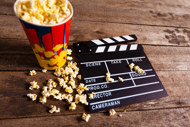 Popcorn box with clapper board