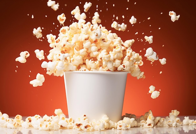 popcorn bucket on red background Ai generative image