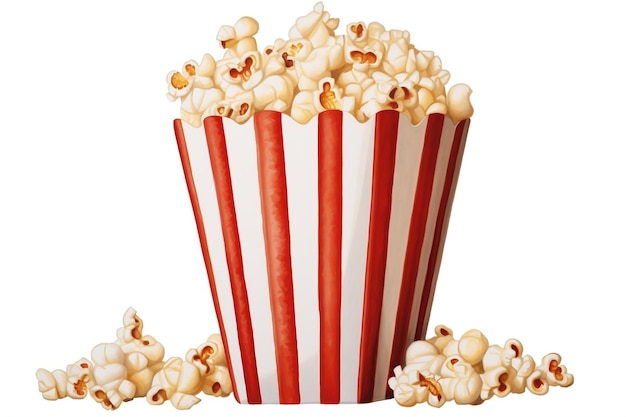 Popcorn Bucket White Background Generative AI