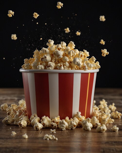 Photo popcorn in the bucket
