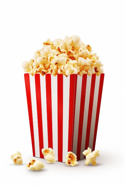 Popcorn in cardboard box isolated