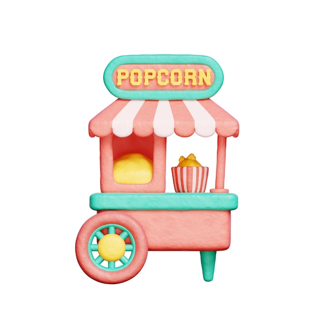popcorn carnival amusement park 3d rendering