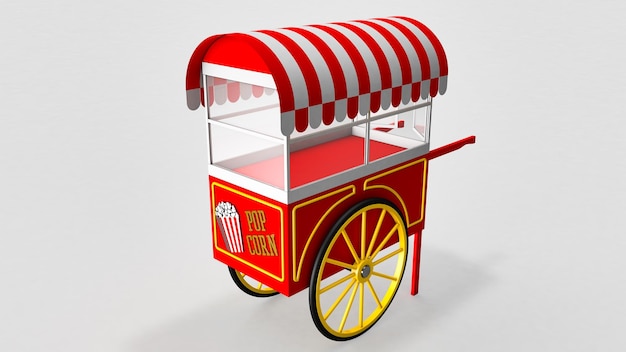 popcorn cart render 3d