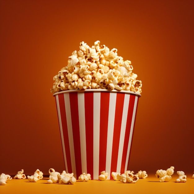 Popcorn closeup with the black background Generative AI