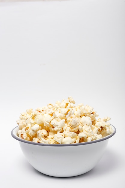 Photo popcorn on colored backgrounds