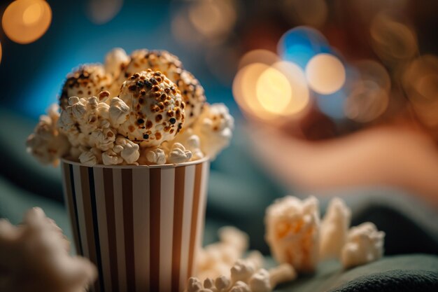 Popcorn cup for watching movies illustration Generative AI