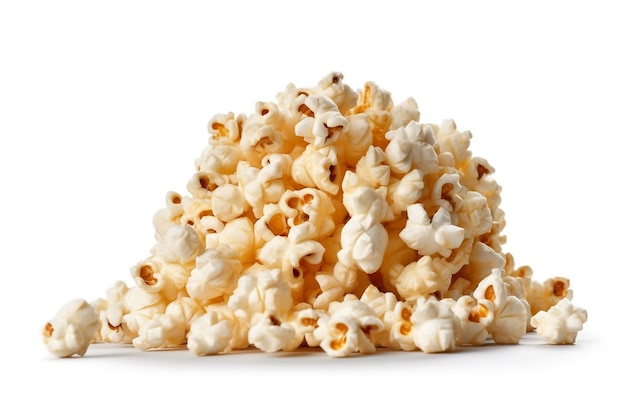 Popcorn heap on white background