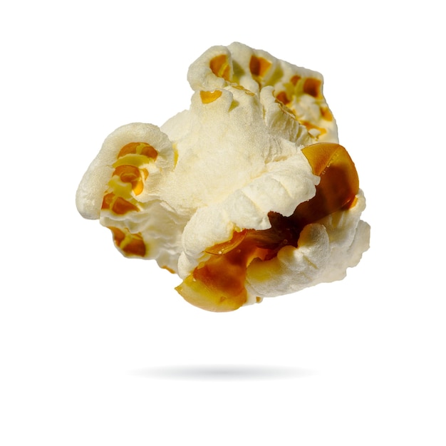 Popcorn isolated on white macro shoot of popcorn