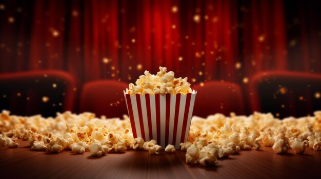 Popcorn in the machine against the lights in the cinema background powerpoint background
