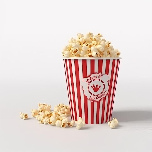 Popcorn mand geïsoleerd op wit Illustratie AI GenerativexA