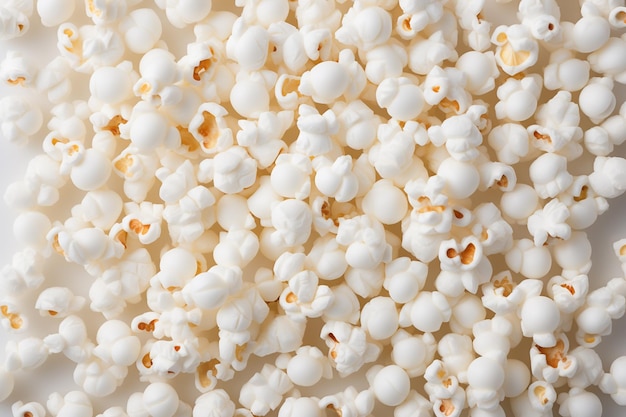Popcorn op witte achtergrond bovenkant Cinema concept Flat lay