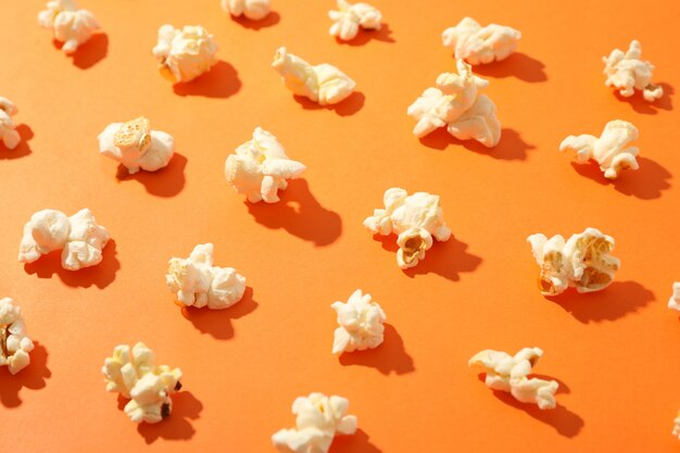 popcorn on orange background